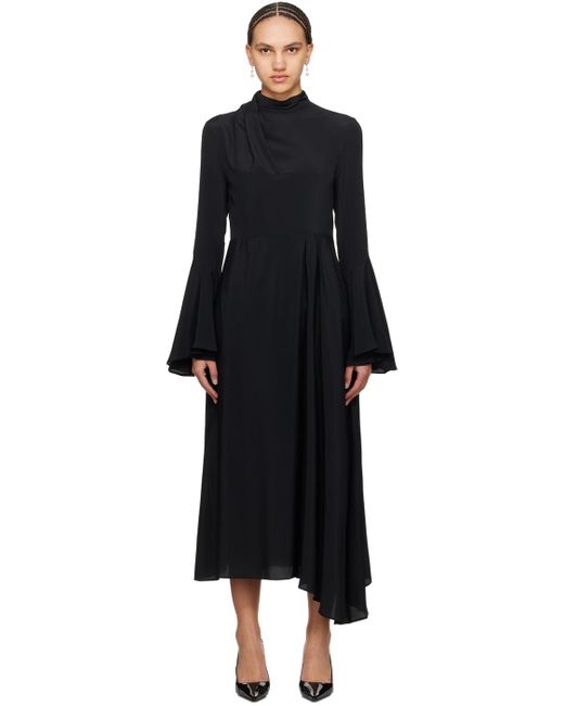 Robe longue drapée noire MSGM en coloris Black