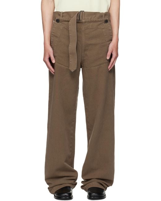 Dries Van Noten Brown Overdyed Sailor Trousers for men