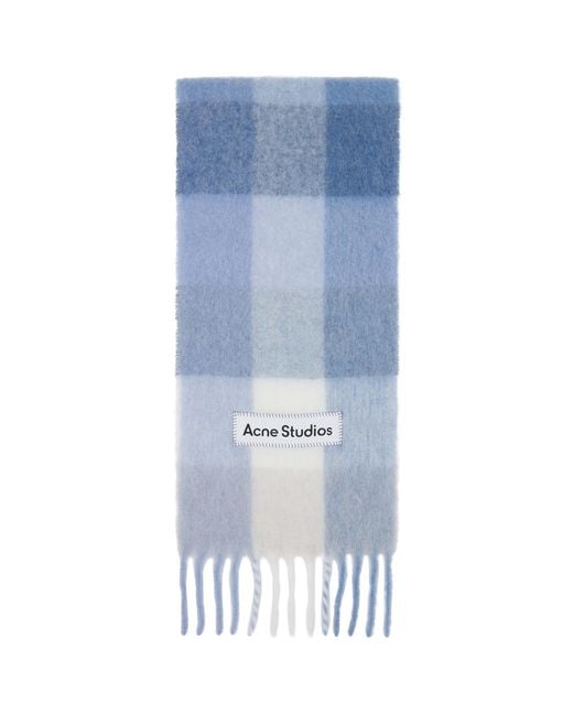 Acne Blue Mohair Checked Scarf