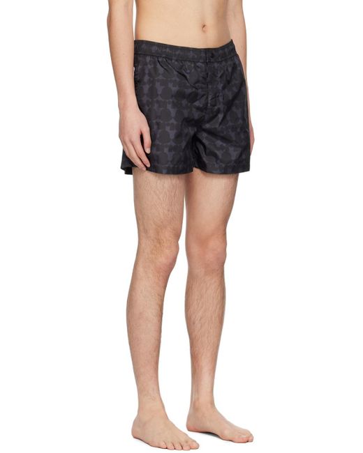 Moncler Black Printed Swim Shorts for men