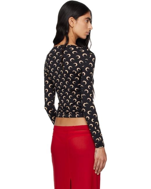 MARINE SERRE Red Moon Printed Square Neck T-Shirt