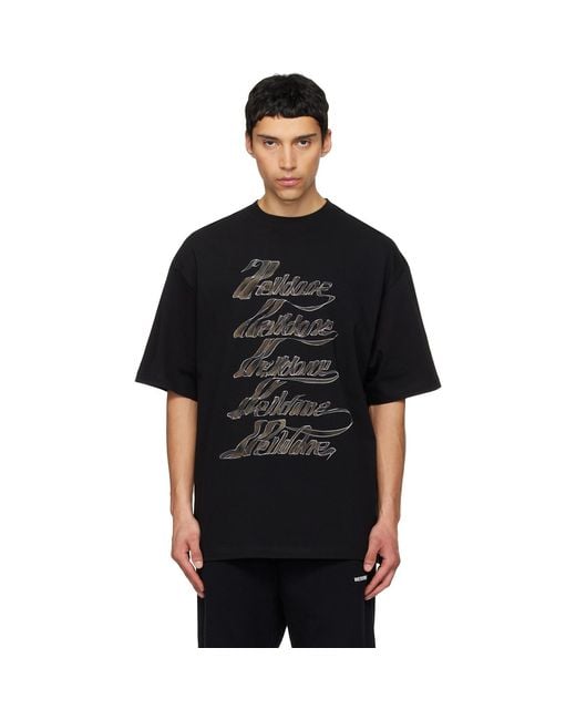we11done Black Multi Logo T-Shirt for men