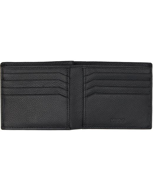 HUGO Black Stacked-Logo Leather Wallet for men