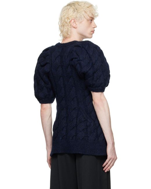Simone Rocha Blue Ssense Exclusive Navy Beaded Sweater for men
