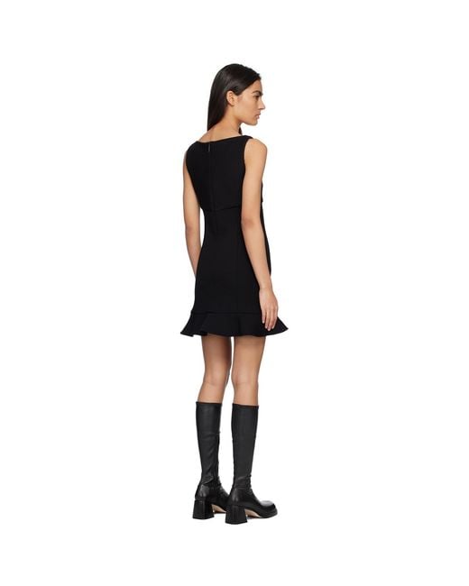 MSGM Black Ruffled Edge Mini Dress