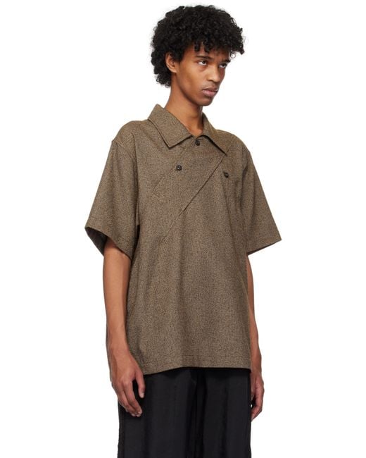メンズ NULLUS ブラウン ヴィンテージ 半袖ポロシャツ Brown
