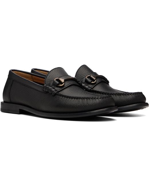 Boss Black Leather Loafers for men