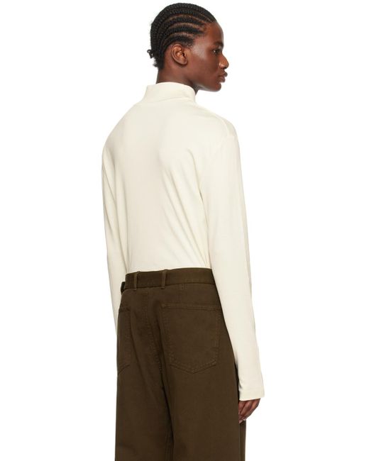 Col roulé blanc cassé en tricot côtelé Lemaire pour homme en coloris Natural