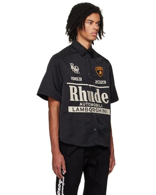 Rhude Black Automobili Lamborghini Edition Shirt for men
