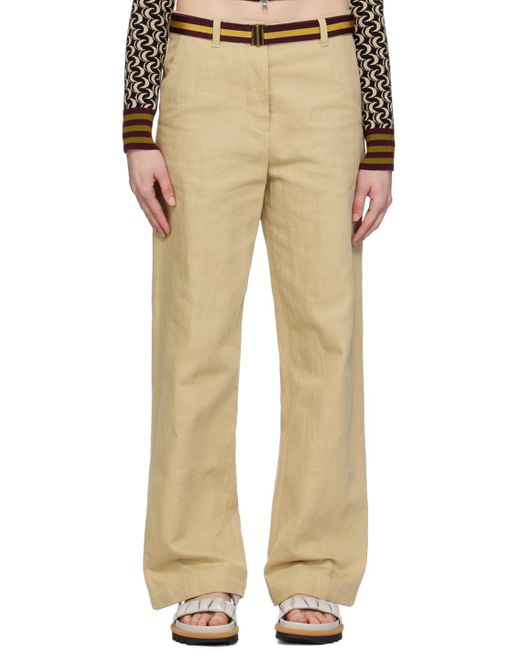 Dries Van Noten Natural Belted Trousers