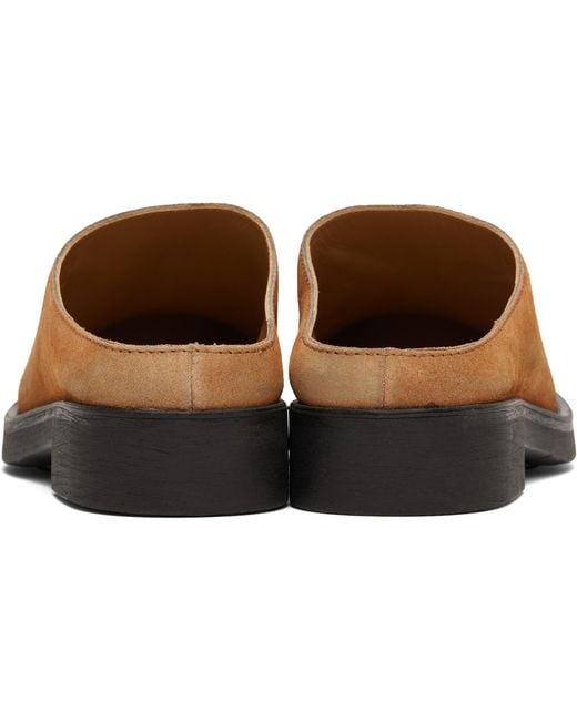 MM6 by Maison Margiela Brown Tan Washed Suede Biker Mule Loafers for men