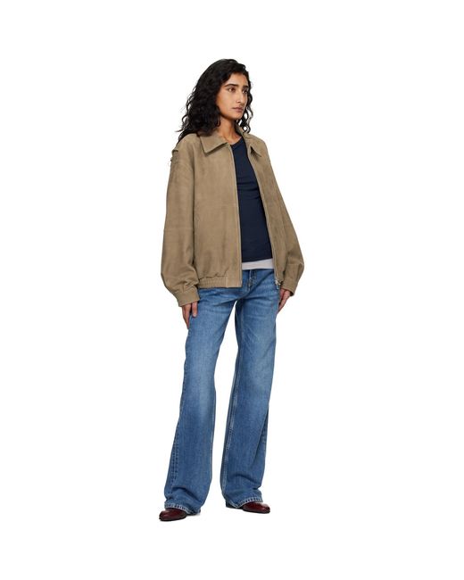 TONYWACK Blue Tan Goat Suede Relaxed Bomber Jacket