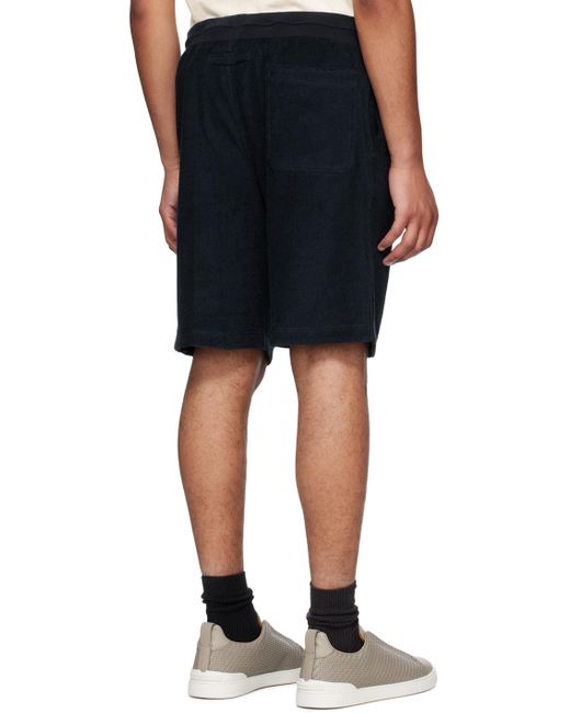 Zegna Blue Navy Drawstring Shorts for men