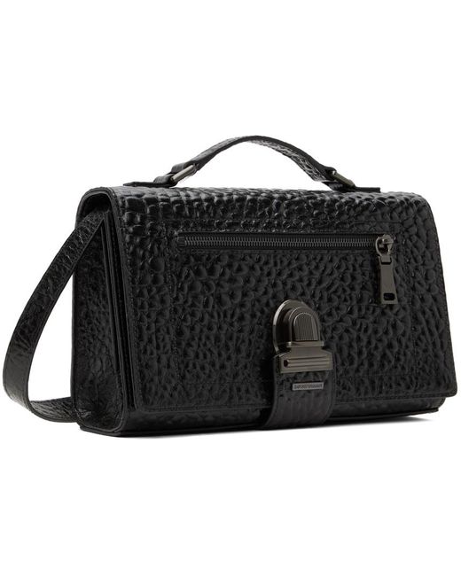 Emporio Armani Black Small Pebbled Leather Bag for men