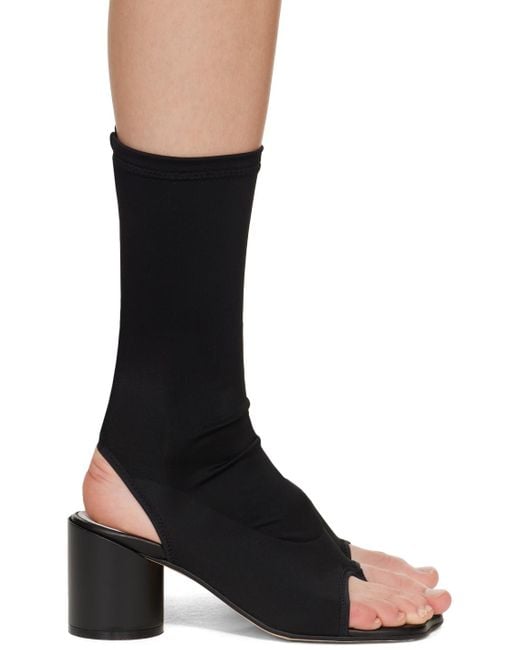 MM6 by Maison Martin Margiela Black Lycra Heeled Sandals