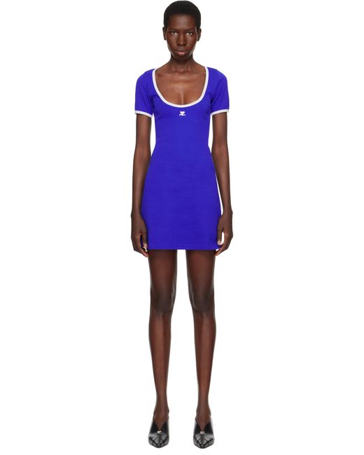 Robe Courte Holistic Bleue À Bordures Contrastantes Courreges en coloris Black