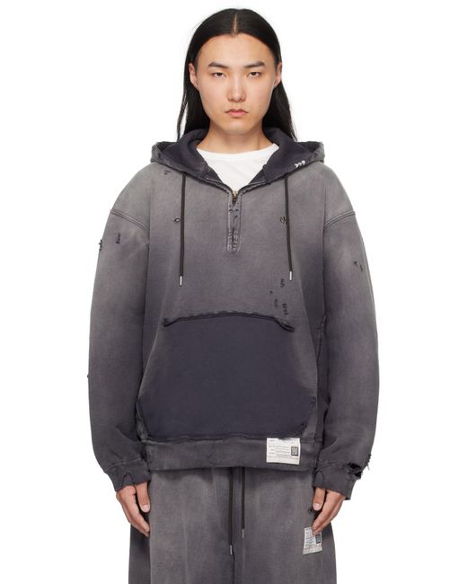 Maison Mihara Yasuhiro Gray Sun Faded Half Zip-Up Hoodie for men