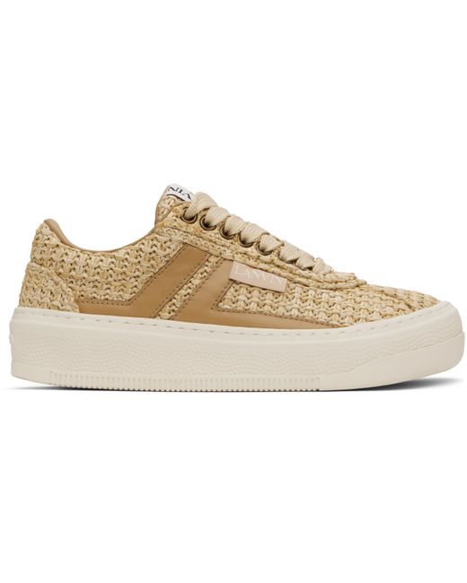 【関税込み】Lanvin ベージュ 'Lanvin' Cash Raffia スニーカー Beige 'Lanvin' Cash Raffia Sneakers by Lanvin on Sale