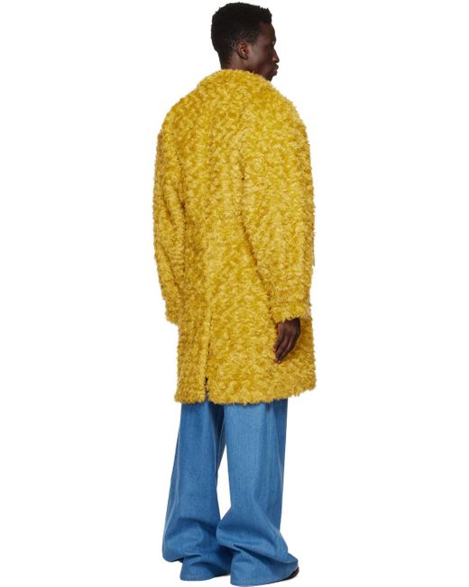 Situationist Yellow Shawl Collar Coat for men
