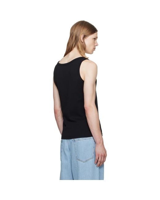 Rhude Black Logo Ribbed Tank Top for men