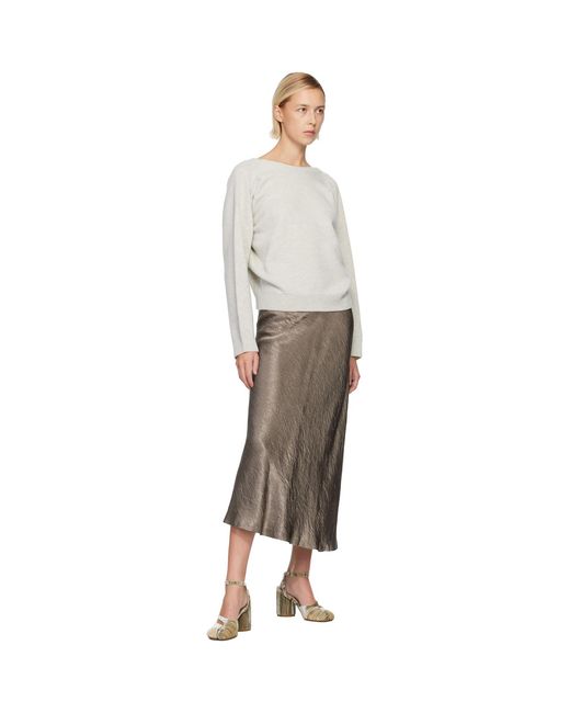 Maison Margiela Black Taupe Satin Midi Skirt