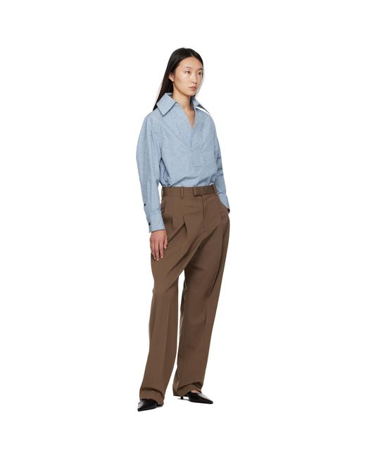 Bottega Veneta Blue Cotton & Linen Stripe Shirt