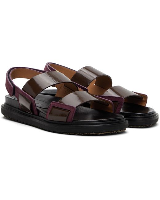 Marni Black Burgundy Fussbett Sandals