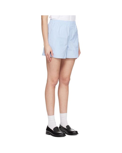AMI Blue Cotton Elasticated Shorts
