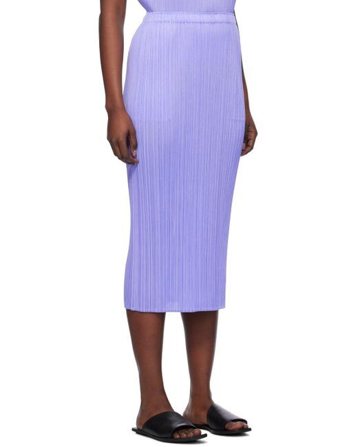 Pleats Please Issey Miyake Purple Blue Basics Midi Skirt