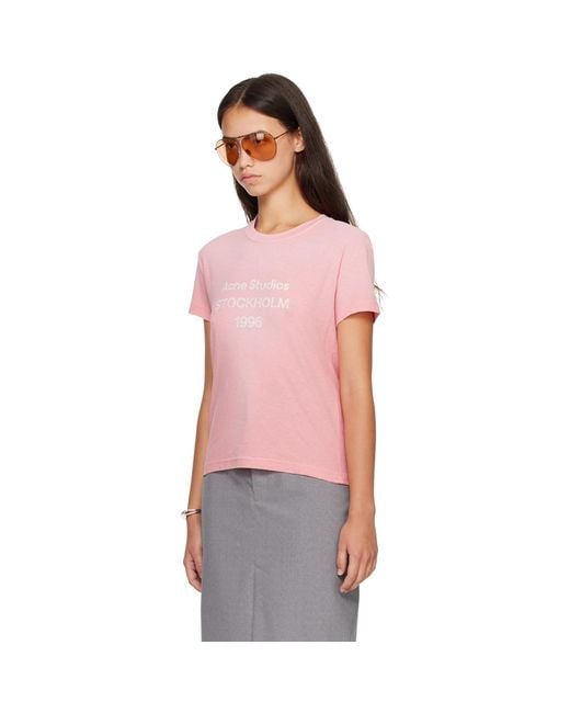 Acne Purple Fitted Logo T-Shirt