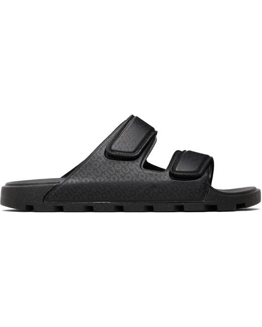 HUGO Black Printed-Logo Sandals for men