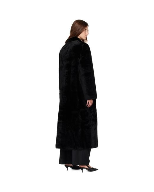R2W Black Naca Relaxed Fit Shearling Coat