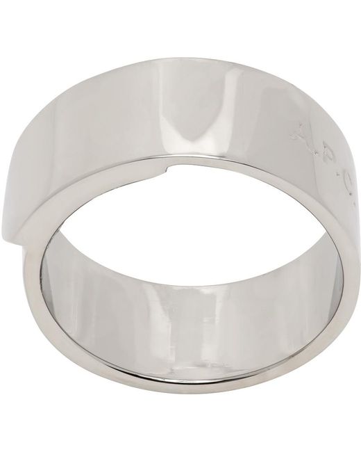 A.P.C. White . Silver Charly Fine Ring for men