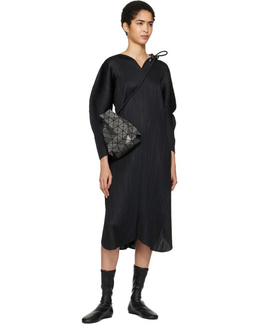Pleats Please Issey Miyake Black Wormhole Midi Dress