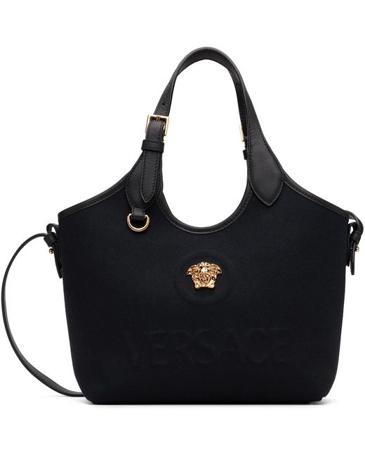 Versace Black 'La Medusa' Canvas Mini Tote