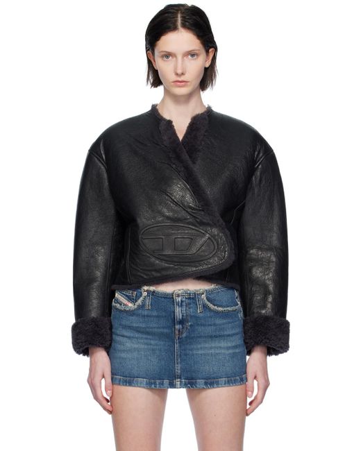 DIESEL Black L-shear Leather Jacket