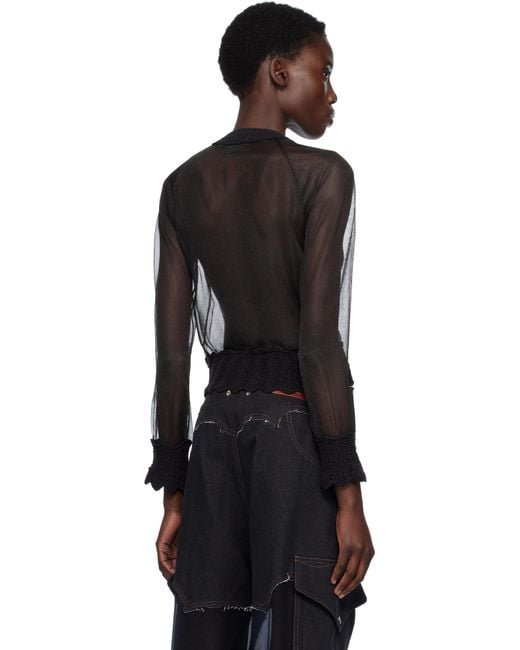 ANDERSSON BELL Black Sheer Knit Cardigan