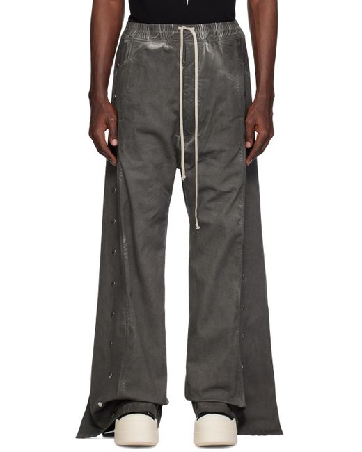 Pantalon gris à boutons-pression Rick Owens pour homme en coloris Black