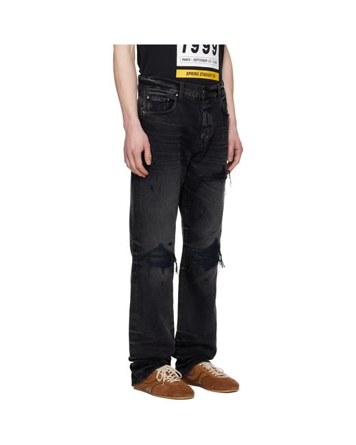 Amiri Black Leather Straight Mx1 Jeans for men