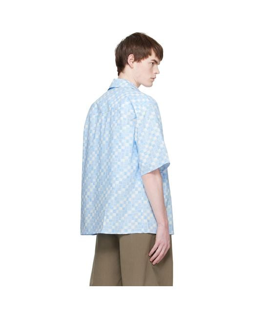 Marni Blue Rhythms Print Poplin Shirt for men
