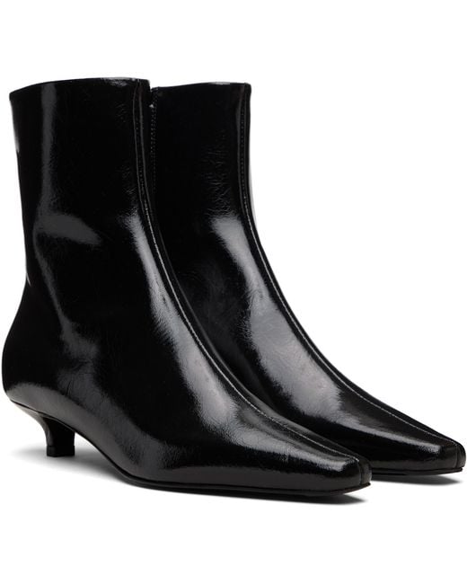 Totême Black Slim Naplack Ankle Boots