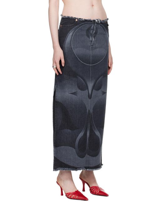 Conner Ives Black Ghulam Denim Midi Skirt