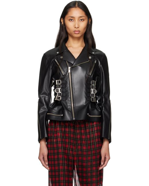 Undercover Black Uc1E1207 Faux-Leather Biker Jacket