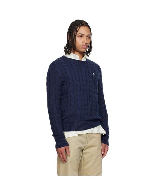 Polo Ralph Lauren Blue Cable-Knit Cotton Sweater for men