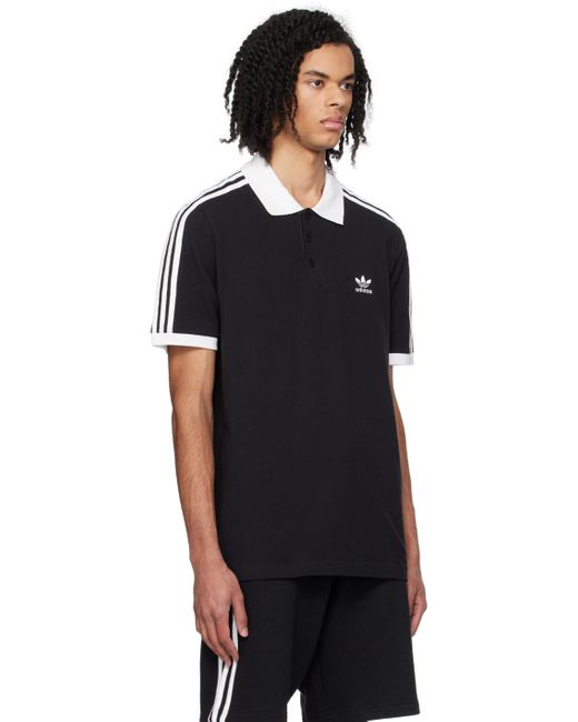 Polo noir à trois rayures Adidas Originals pour homme en coloris Black