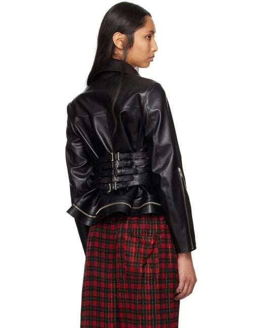 Undercover Black Uc1E1207 Faux-Leather Biker Jacket