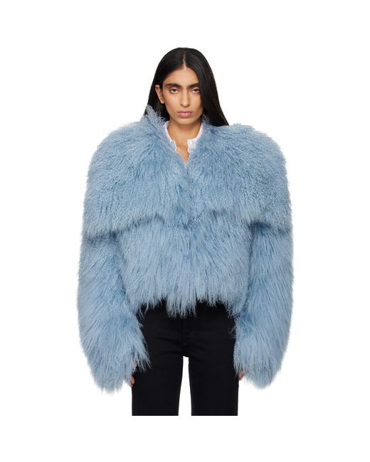 The Attico Blue Shearling Bomber Jacket