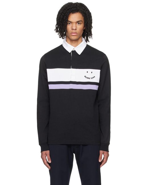 PS by Paul Smith Black Organic Cotton Long Sleeve Polo for men