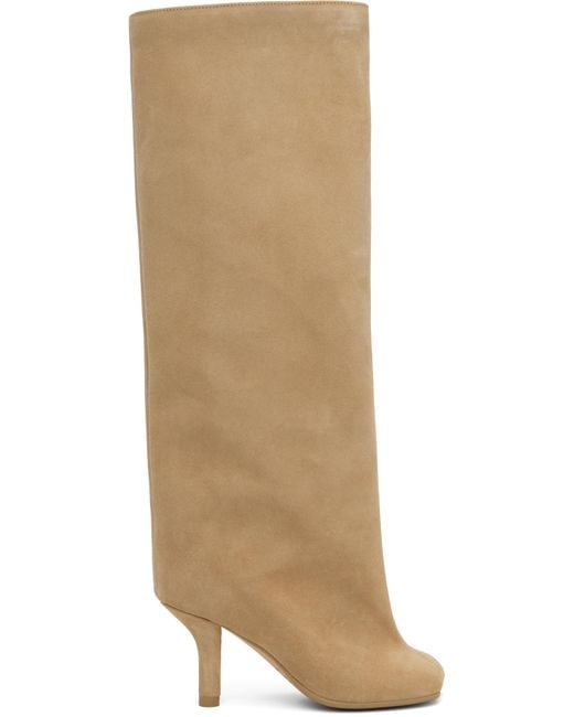 MM6 by Maison Martin Margiela Natural Tan Anatomic Slip-On Suede Tall Boots