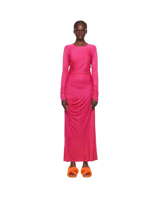 MSGM Pink Gathererd Maxi Dress